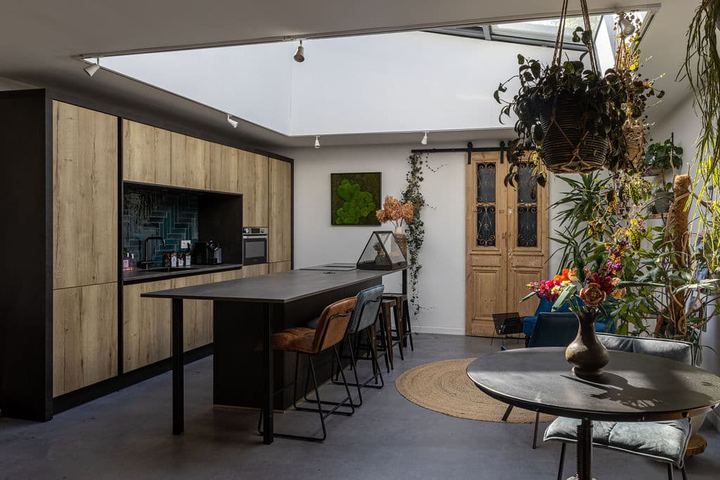 Keuken met openschuifbaar daklicht